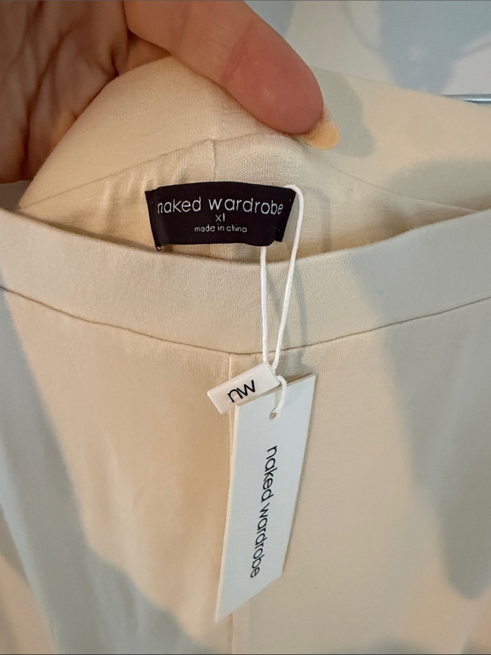Naked Wardrobe NWT Cream Stretch Straight Leg Pants XL Minimalist $68 - Picture 6 of 8